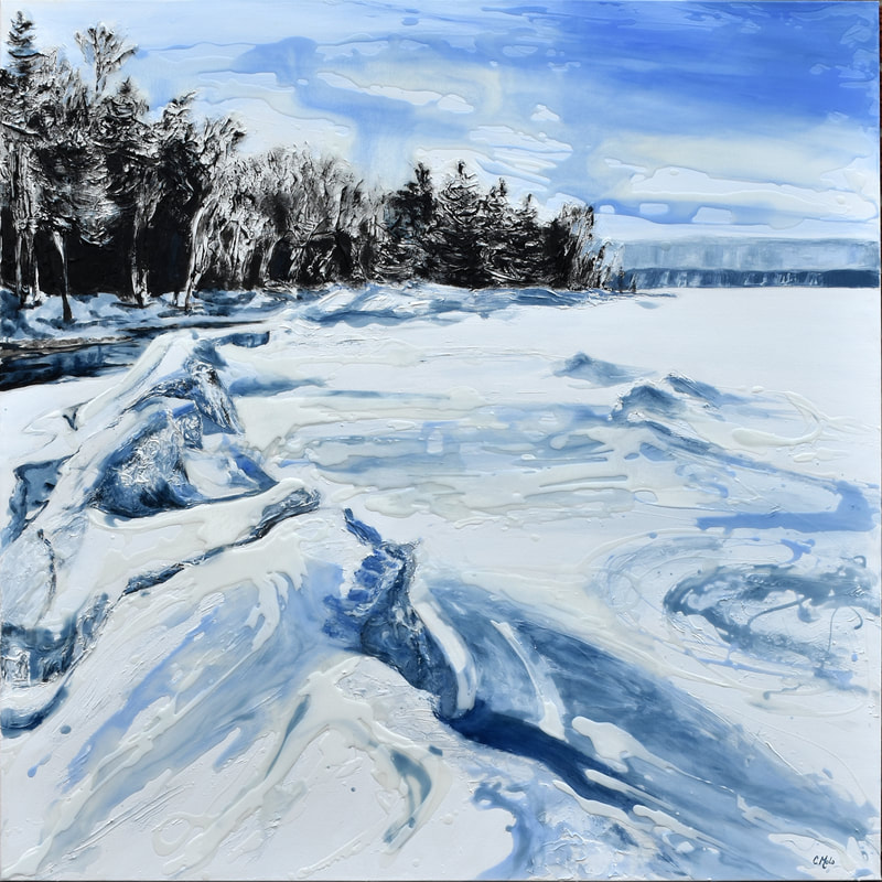 Available work, Icescape X, 2020. Acrylic & Mixed Media on Canvas, 36 x 36 inches